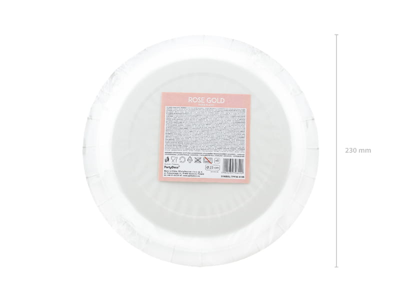 Partydeco Talerzyki Papierowe Okrągle Różowe Złoto 23Cm /6 Szt