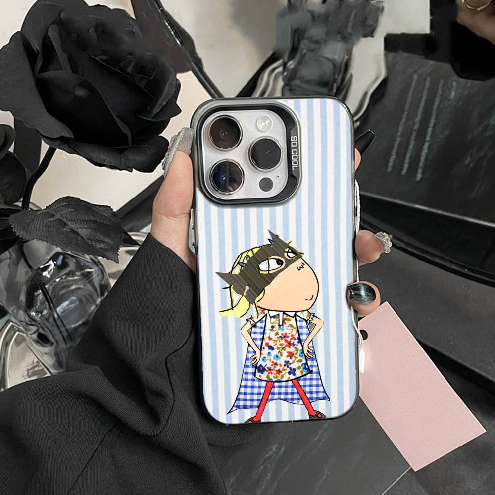 D-Charlie and Lola Cartoon Phone Case For iPhone 17,16,15,14,13,12,Pro MAX Black Matte Shockproof Cover