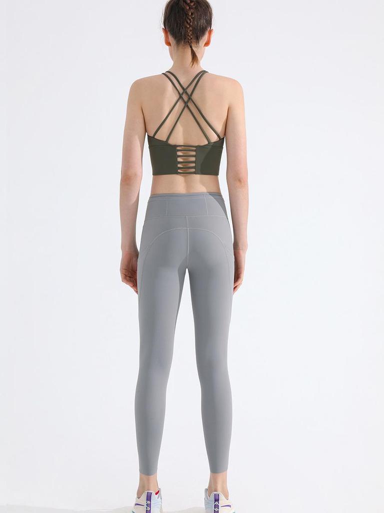 Crossback Shockproof Sports Bra - Wireless, Gathered, Perfect for Yoga & Running