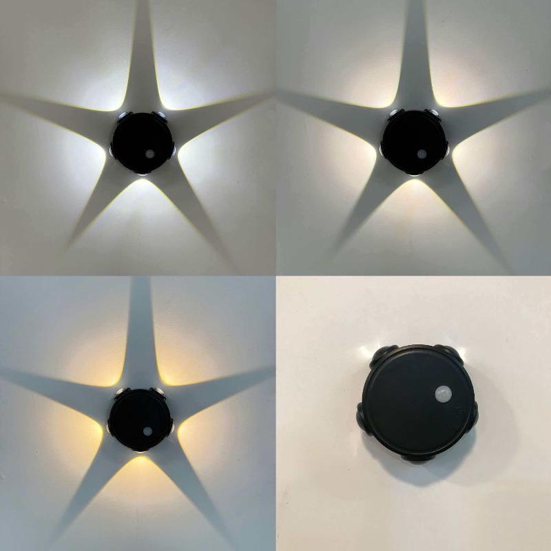 Smart Rgb Gradient Four Head Night Light Magnetic Motion Sensor Rechargeable Wall Lamp For Bedroom Bathroom Closet Garden Home