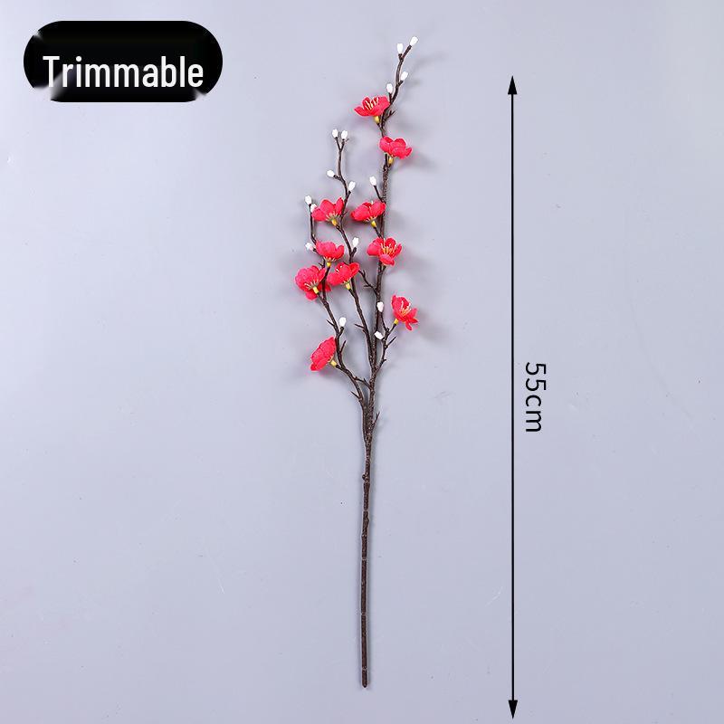 Artificial Red Plum and Peach Blossom Bouquet for Indoor Home Decoration