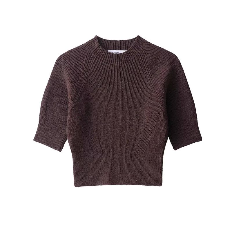Autumn New Arrival Fashion Wind Foreign Trade Women's Clothing Stylish Simple and Versatile RIB Knitwear Tops 6771109