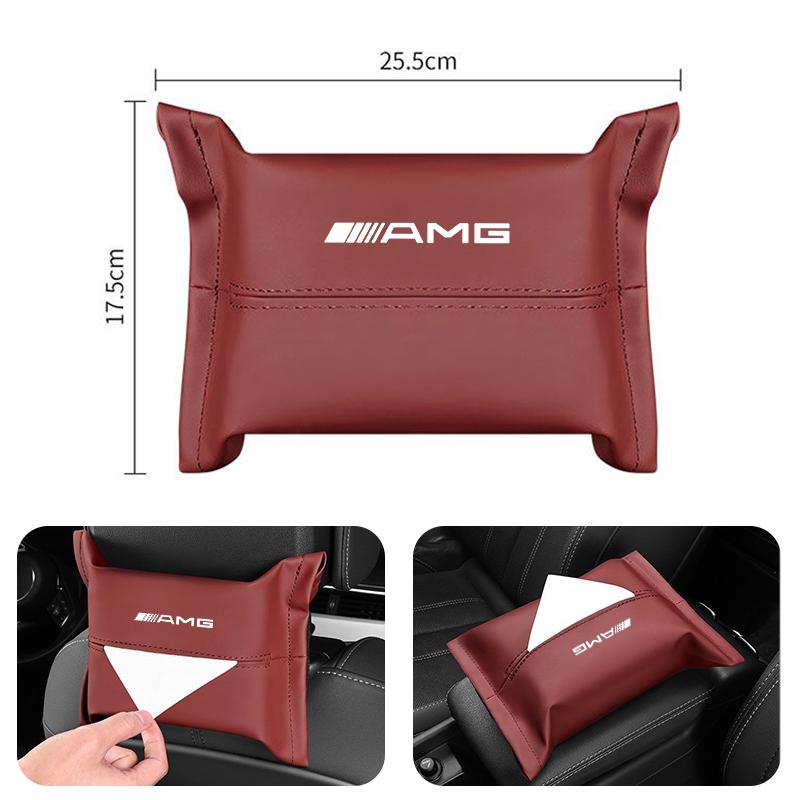 WVQ5 Car Tissue box Interior Leather Paper Tissue Storage Box Accessory For Mercedes Benz AMG W204 W205 W203 W211 W212 W213 W169 W220