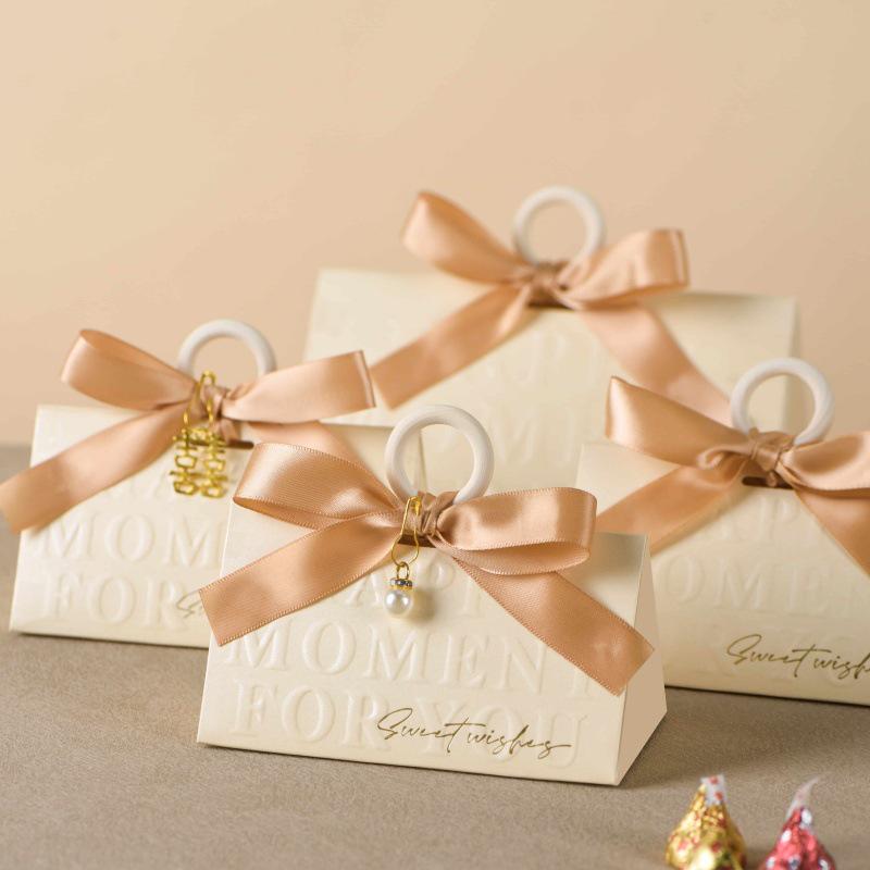 2025 Elegant Triangular Wedding Candy Box for Newlyweds – High-End Party Favor