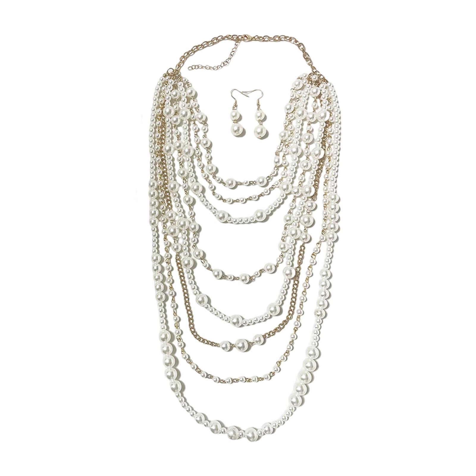 

Элегантное многослойное ожерелье-цепочка из искусственного жемчуга, длинное, модное, эффектное, стильное шейное украшение для женщин и девушек золотой