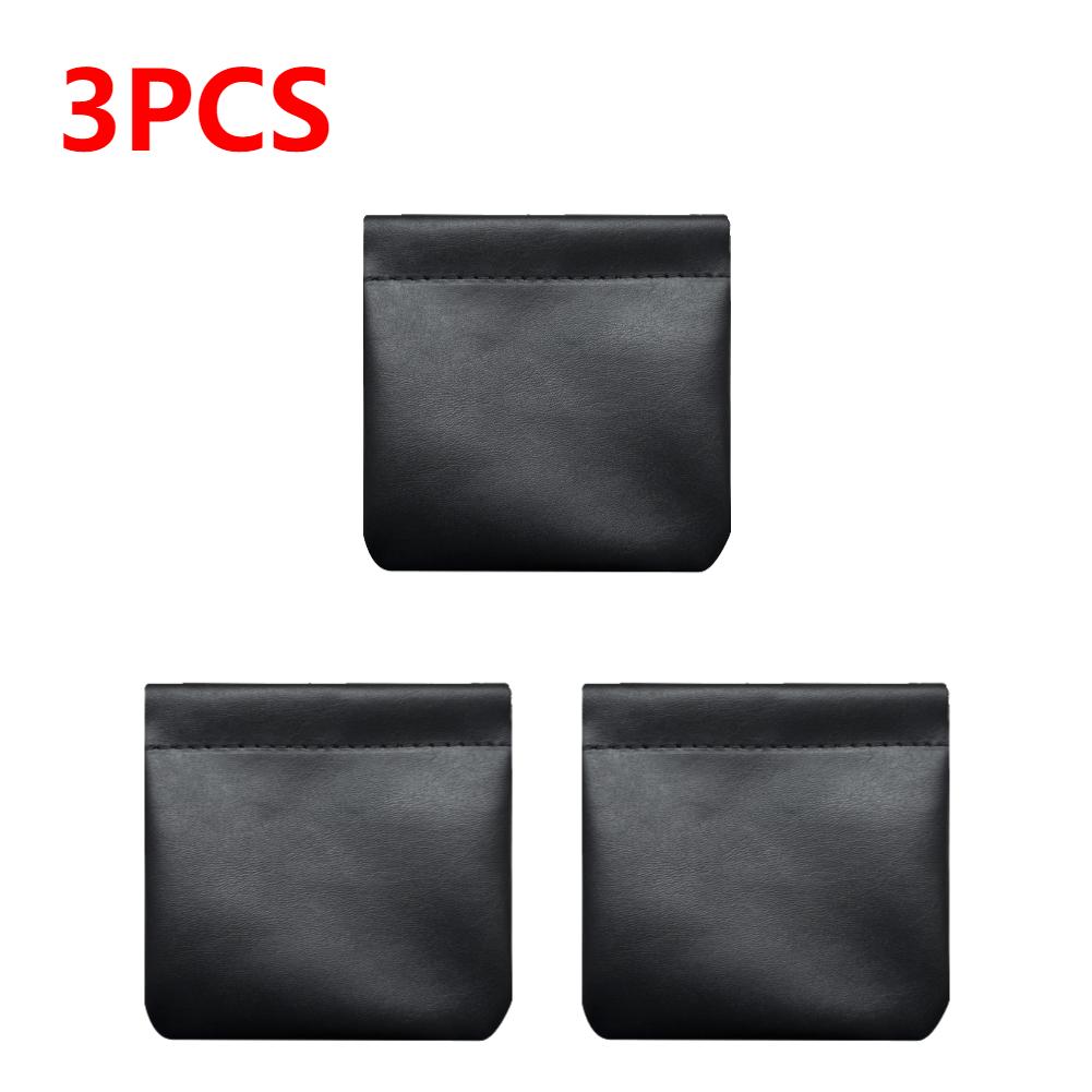 PU Leather Cosmetic Pouch Jewelry Storage Bag Self-Closing Portable Travel Bag Versatile Headphones Keys Storage Organizer Purse