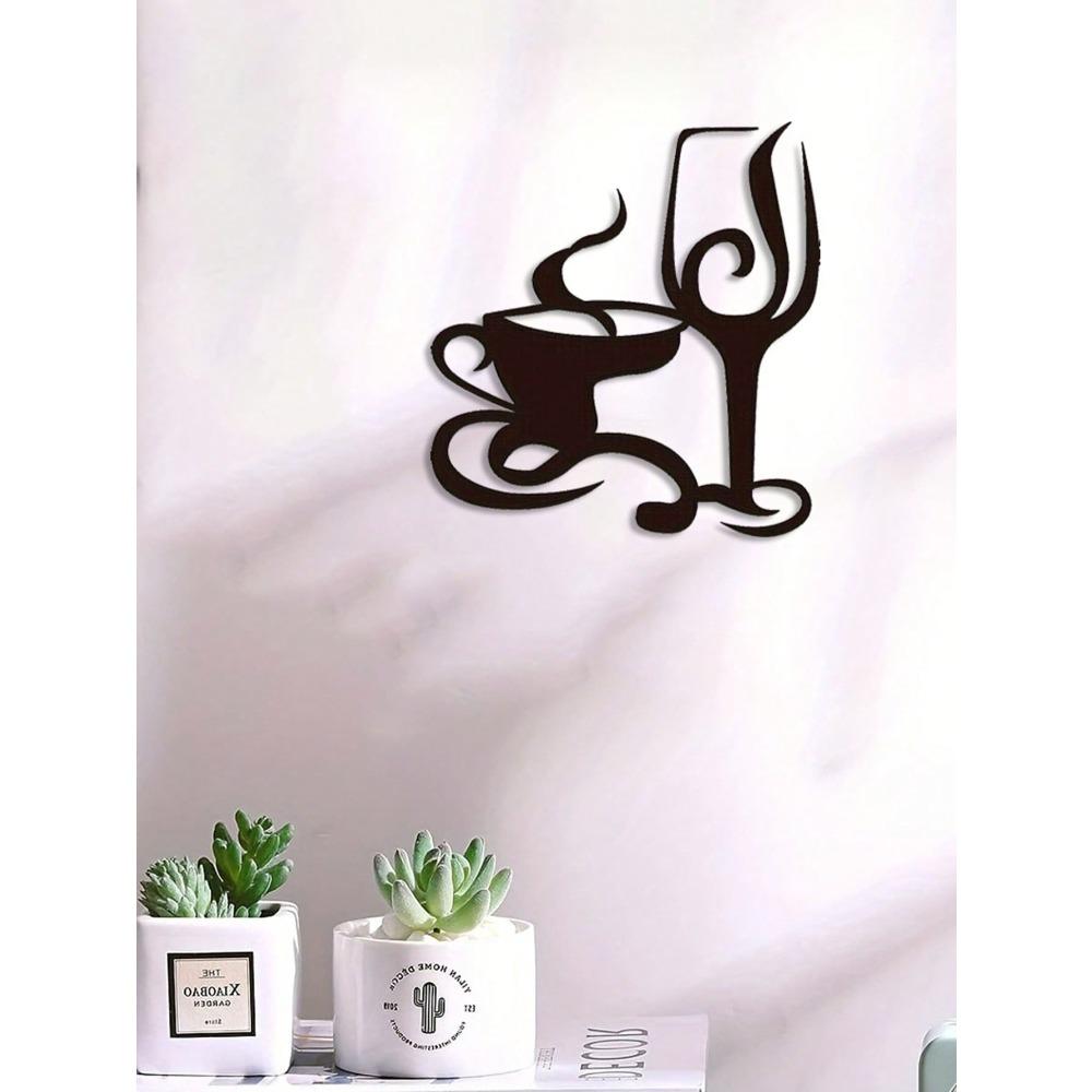 Metal Wall Art Wine Glass Decor for Coffee Bar Tea Room Hanging Ornament