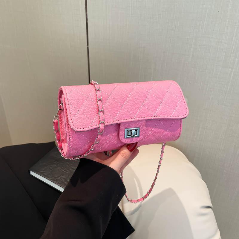 

Новая сумка-цепочка с бриллиантами, модная и простая наплечная сумка, высококлассная сумка-тофу, сумка-подмышка из коровьей кожи, женская сумка-мессенджер, тренд розовый