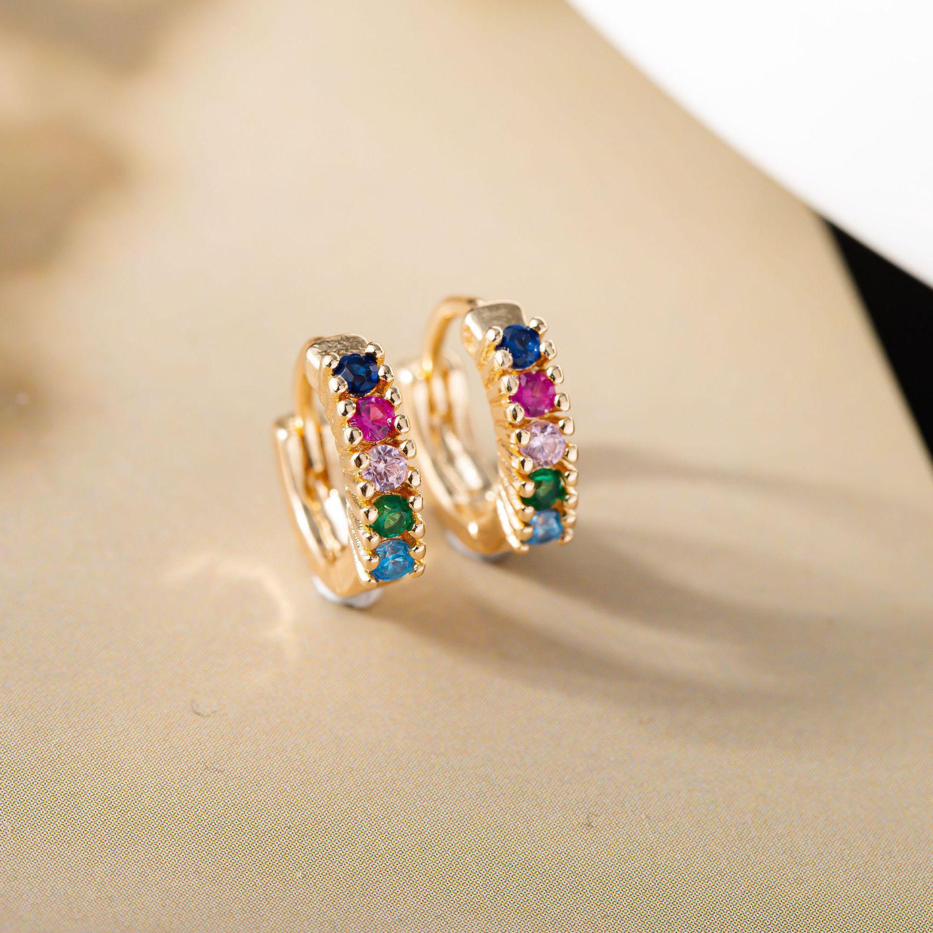 Colored Cubic Zirconia Hoop Earrings: Light Luxury Designer Jewelry for Women