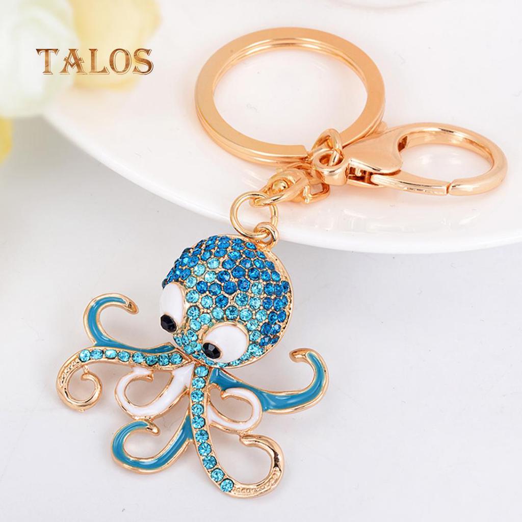 Lovely Cartoon Octopus Pendant Key Chain Keychain Ring Bag Purse Wallet Decor Suspension Trinket