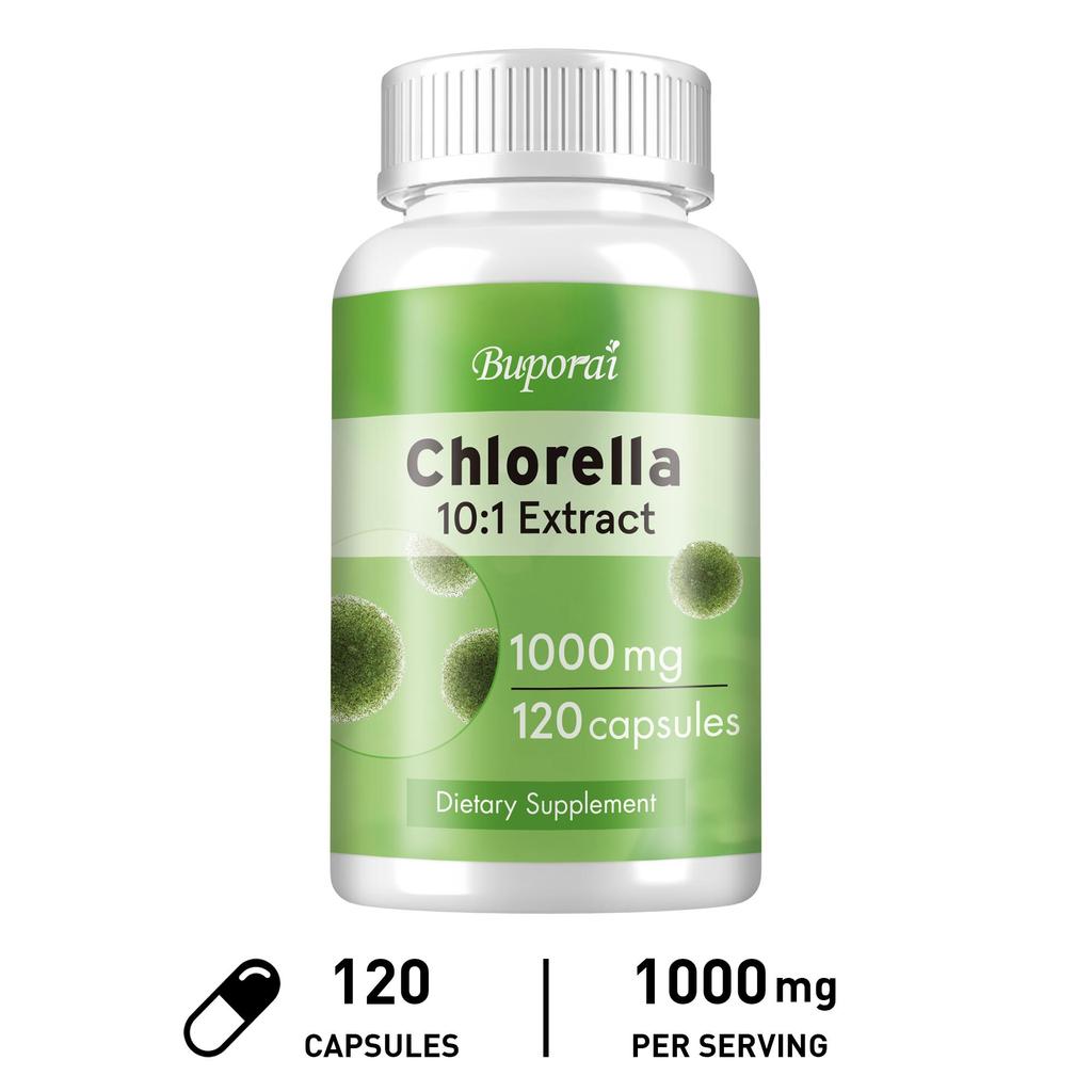 Chlorella Extract Capsules, 10:1 High Concentration 1000mg Algae Extract, Nutritional Supplement