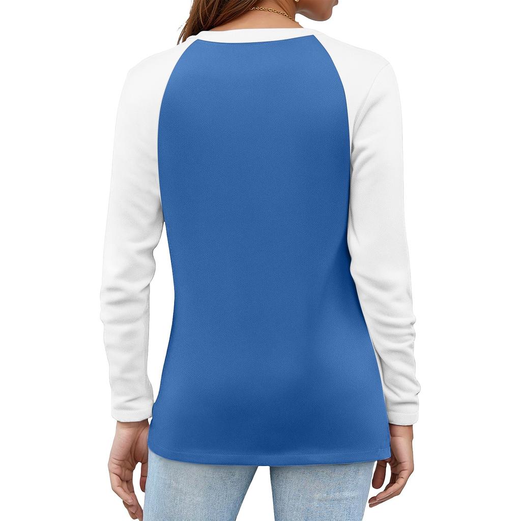 Women's T Shirt Color Block Button Long Sleeve Daily Weekend Fashion Basic V- Neck Regular Top