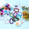 408-1200Pcs/Box Colorful Glass Beads Plastic Spacer Loose Bead Elastic Cord with Small Scissors for DIY Bracelet Jewelry Making
