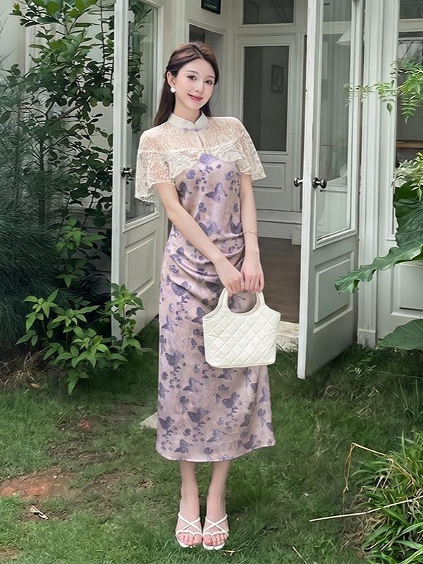 [Spot] Summer new fashionable versatile long dress, simple and high-end version, waist and thin women's dress
