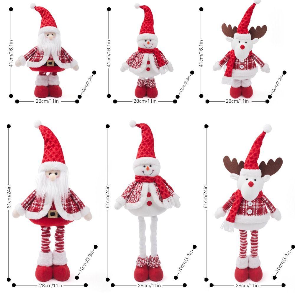 Cartoon Christmas Telescopic Doll Handmade Plush Doll Santa Claus Toy  Living Room