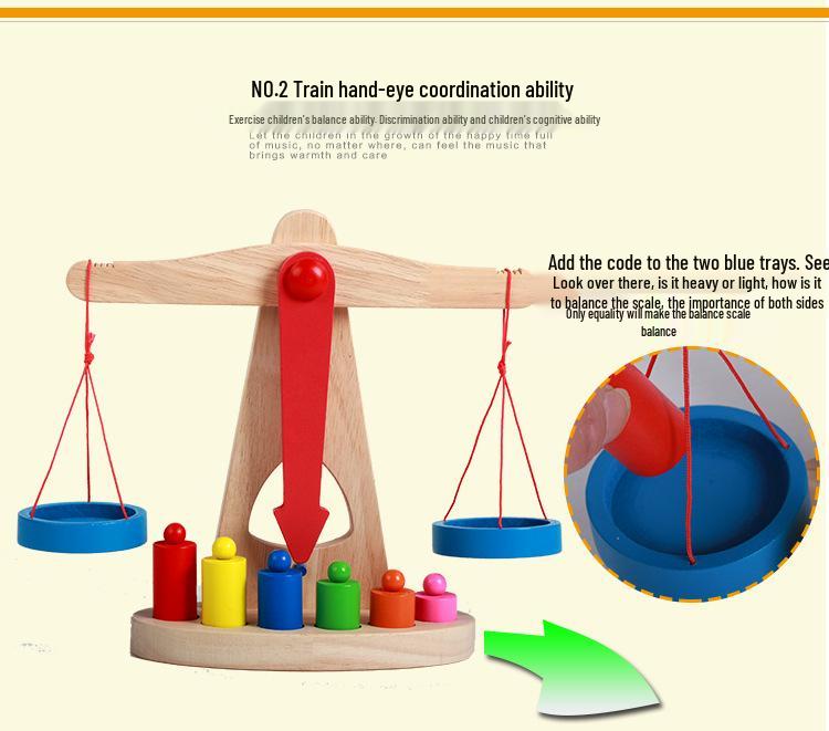 Montessori Wooden Balance Scale Toy: Early Education Game for Children