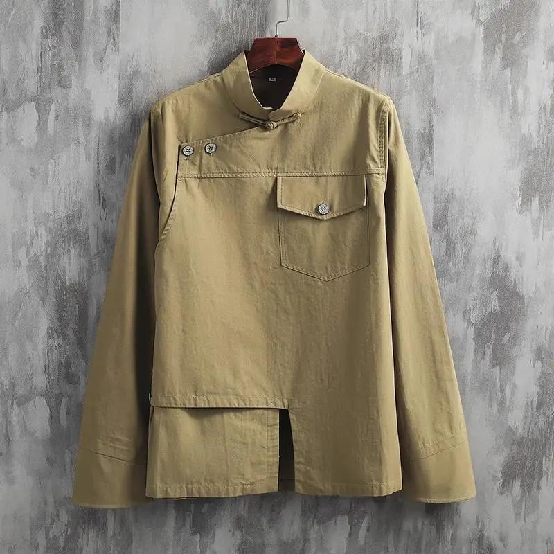 Retro Literacki i Artystyczny Męski Ulepszony Żakiet Tang w Stylu Chińskim na Ramię