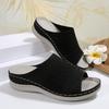 Platform Sandals Elastic Flying Fabric Breathable Slippers Soft Sole Casual Beach Slippers