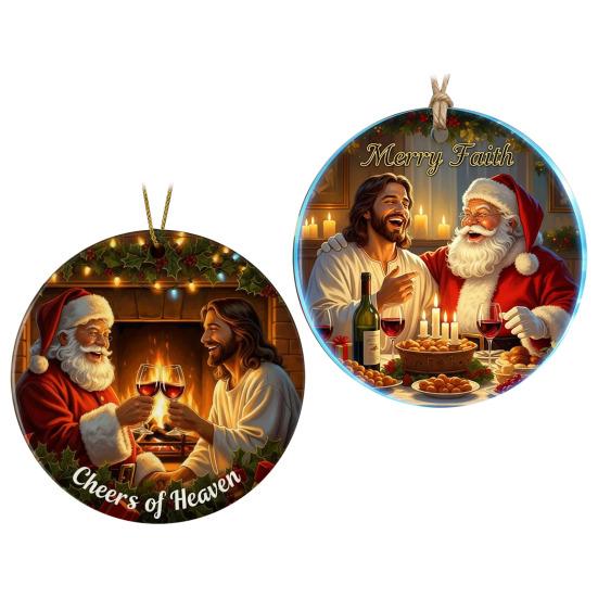 Weihnachtsschmuck Acryl Santa Cheers Weihnachtsbaum Hängeornament für Innen Außen Fenster Wand Heim Party Feiertagsdeko