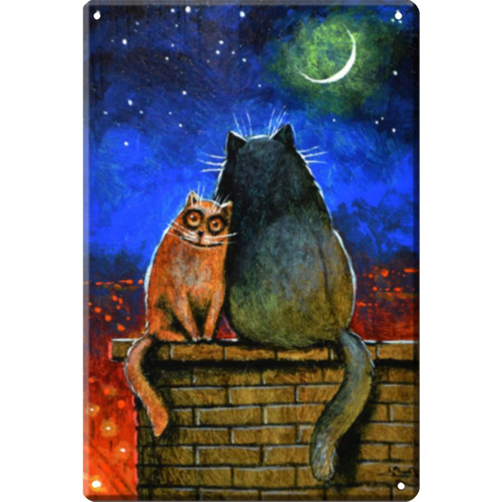 Cartoon Cat PVintage Metal Signs Tin Signs Plaque for Bar Pub Club Man Cave Wall Decoration Funny Poster Decor  20x30cm