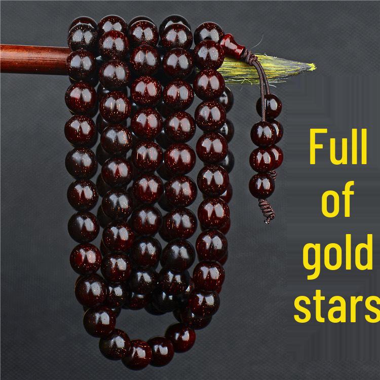 Golden Sandalwood Buddhist Prayer Bracelet: 108 Green Sandalwood Beads