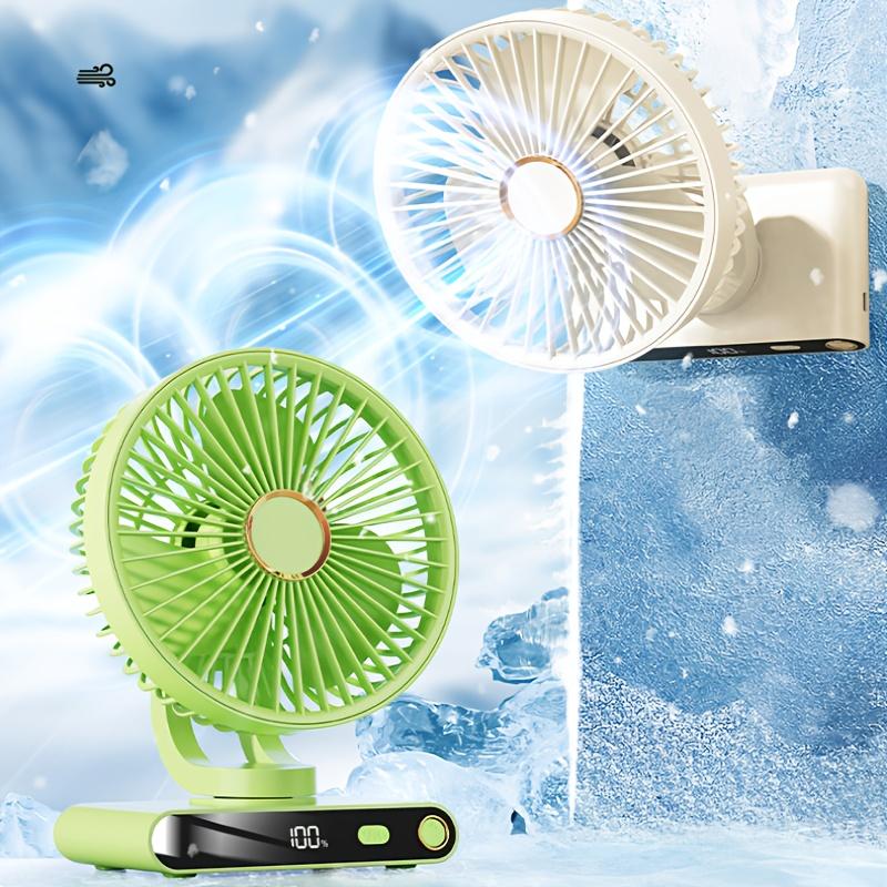 Desktop Portable Handheld Fan,2000Mah Rechargeable Fan Features Five Speed Settings, Night Light Option, And a Digital Display