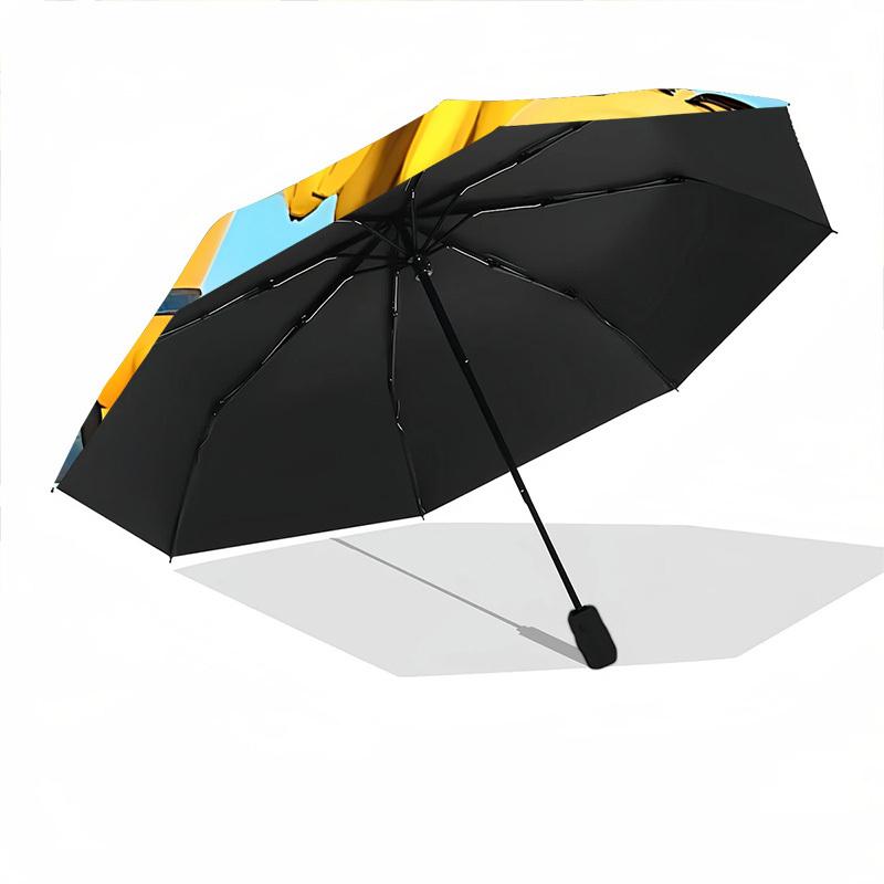 1PC Banana, Minions Pattern Automatic Folding Umbrella, Portable Collapsible Design, Casual Outdoor Accessory, For All Seasons, Christmas Birthday Fes