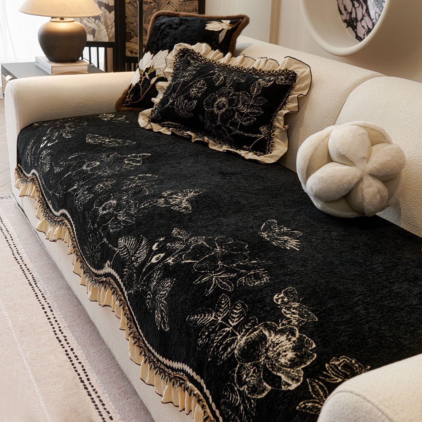 

European Retro Wind Sofa Cushion Light Luxury High-End Seat Cushion Universal In All Seasons Chenier Non-Slip Straight Sofa Cover 70*70cm