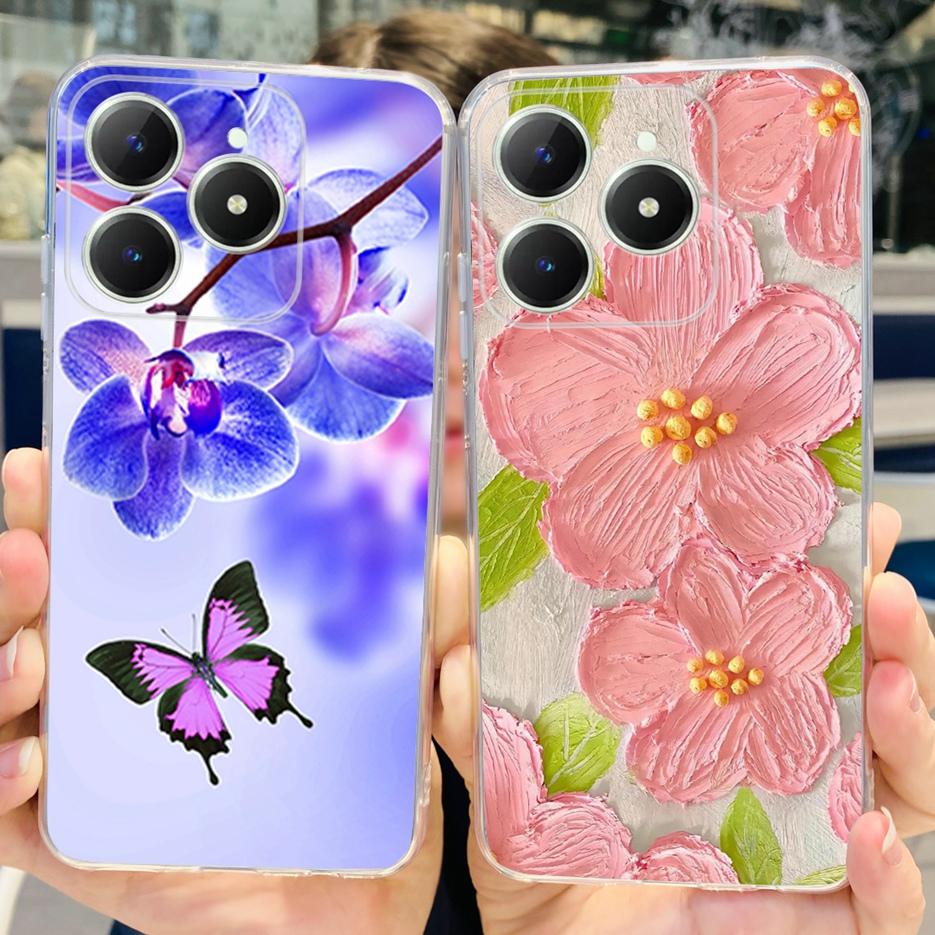Für Realme C61 Hülle Realme C63 Niedliche Katzen-Cartoon-Bemalte Abdeckung Weiche Silikon-Handyhülle Für Realme C61 RealmeC61 RealmeC63 Fundas