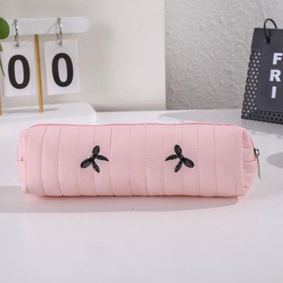 New Bowknot Pattern Pencil Case Soft Touch Large Capacity Pen Bag Zipper Stationery Organizer School Supplies