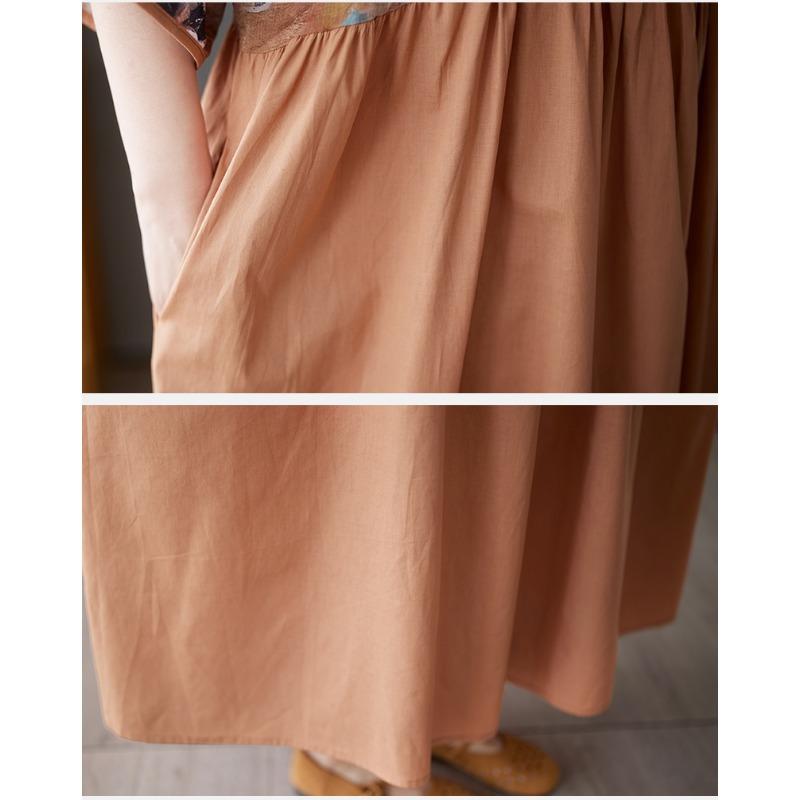 Dimanaf 2025 Summer Plus Size Dress Women Casual Linen Dress Loose Basic Floral Long Vintage Dress Maxi