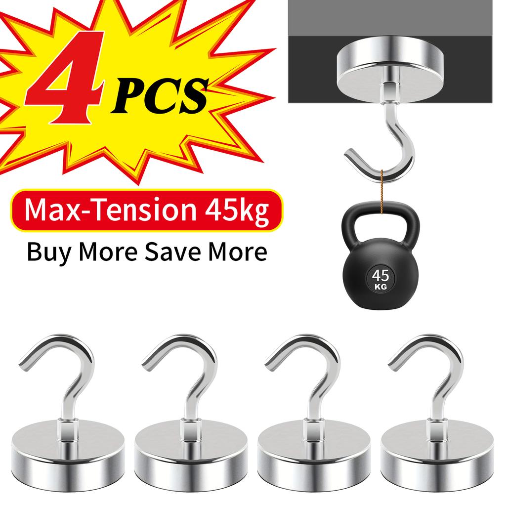 4 ks magnetických háčků o nosnosti 100 liber. Magnetické háčky, příslušenství pro výletní lodě, držák na dveře, klíče, domov, kancelář, gril.