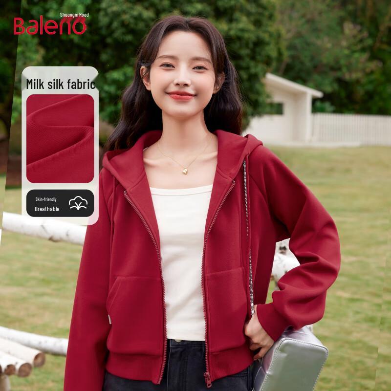 Baleno Women's Short Hooded Zip-Up Sweatshirt Jacket