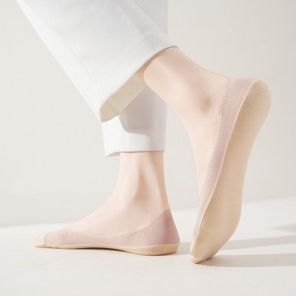 3Pairs Thin Summer Socks Anti Slip Ice Silk Boat Socks Simple Invisible Boat Socks  Summer