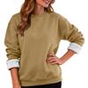 Damen Casual Fashion Rundhals Pullover Top Winter Einfarbig Plüsch Sweatshirt