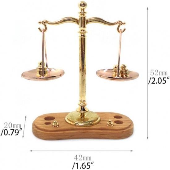 Leadigol Miniature Metal Vintage Balance Scale, 5.2x4.2x2cm Mini Balance Justice Law Scale Figurine, 1: 12 Scale Mini Simulation Justice Scale Model