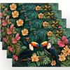 4pcs, Tropical Placemats Set Of 4 Toucan Bird Hibiscus Flower Print Washable Table Mats For Dining Kitchen Decor