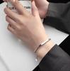 Stainless Steel Silver Color Bracelet  Fashion Couples Accessories Simple Charm Splicing Chain Glossy Geometric Party