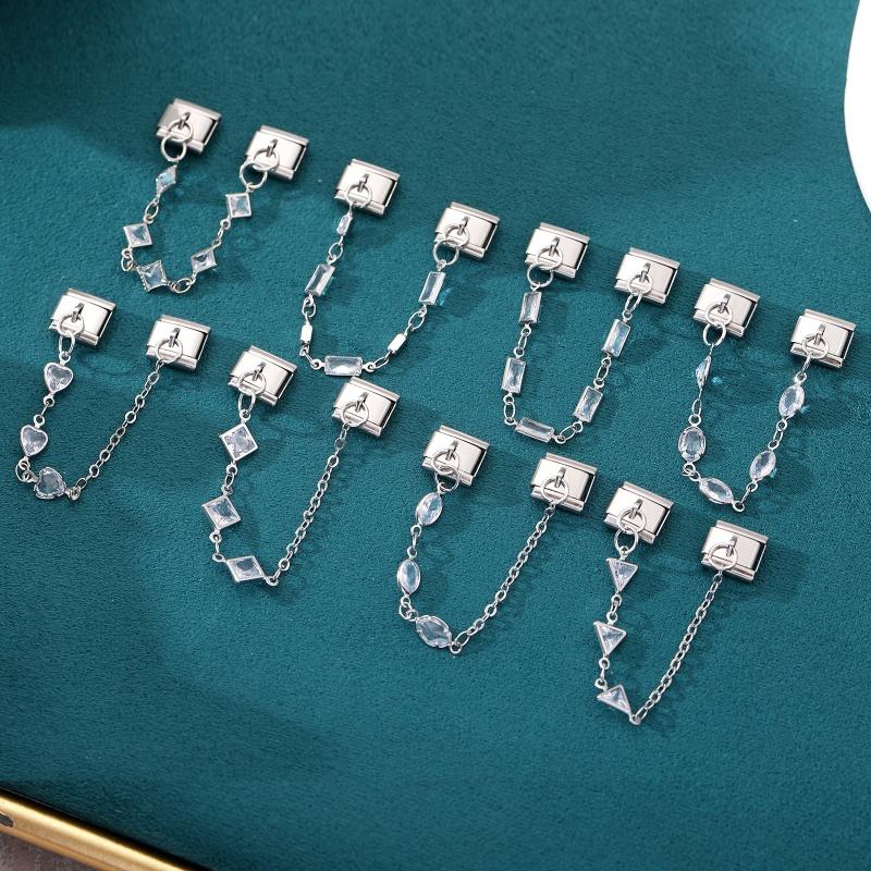 Y2K Delicate Personalized DIY Crystal Chain Tassel Charm Bracelet Heart Star Moon Bow Pendent Bead 9mm Stainless Steel Jewelry