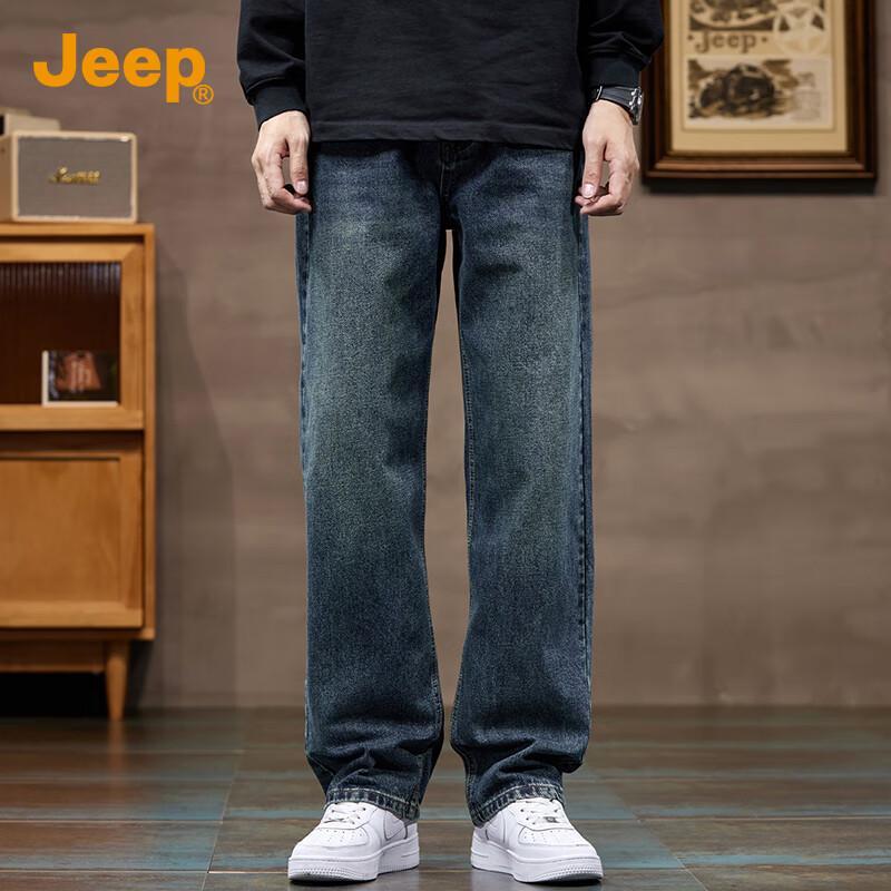 Jeep Men's American Retro Loose Straight Leg Jeans