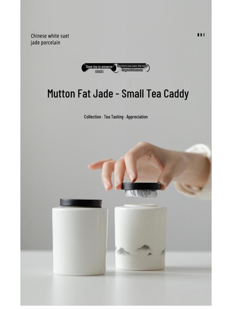 Moisture-Proof Jade White Porcelain Tea Caddy - High-Grade Sealed Ceramic Storage Jar with Custom Logo