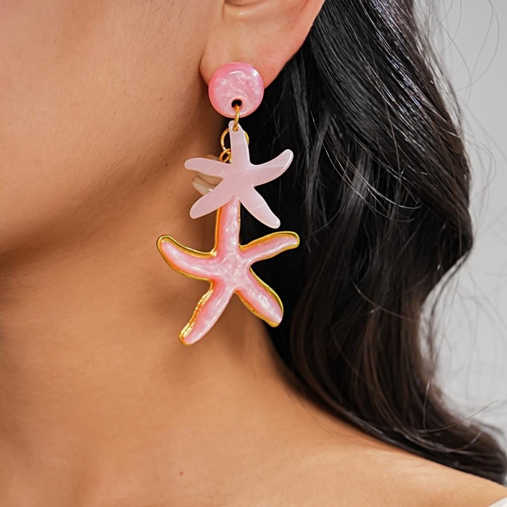 Candy Color Ocean Starfish Stud Earrings Shell Starfish Ear Pendant  Summer Beach