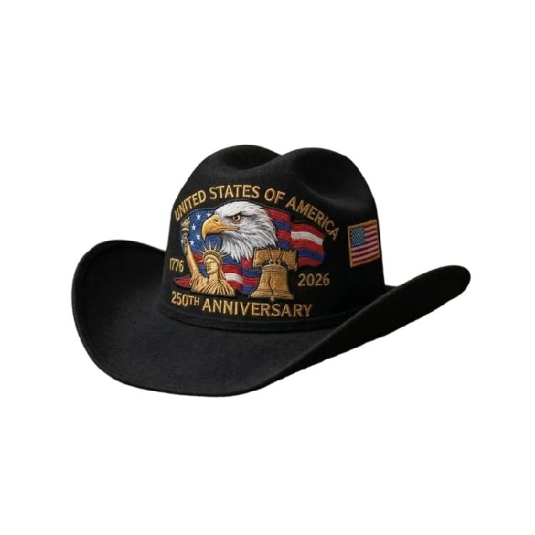 Fashionable Patriotic Embroidered Cowboy Hat Headwear Accessories For Holiday Gatherings And Outdoors adventure