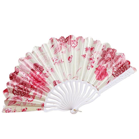 

Plastic Folding Fan Chinese Style Retro Flower Plain Painting Soft Faux Silk Decorative Handheld Wedding Party Elegant Ladies