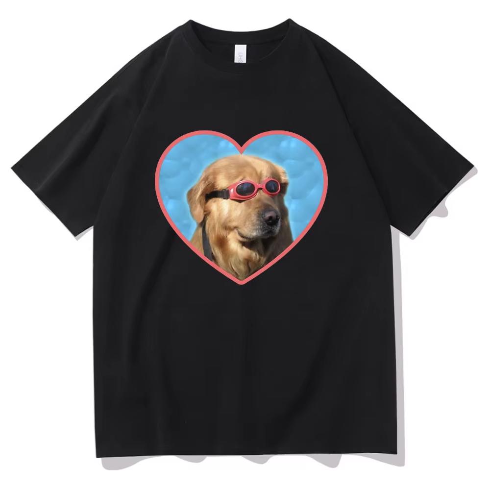 Doggo Golden Retriever Love Sunglasses Print Tshirt Swimmer Dog Graphic T-shirts Funny Women Fashion Casual T Shirt Personality
