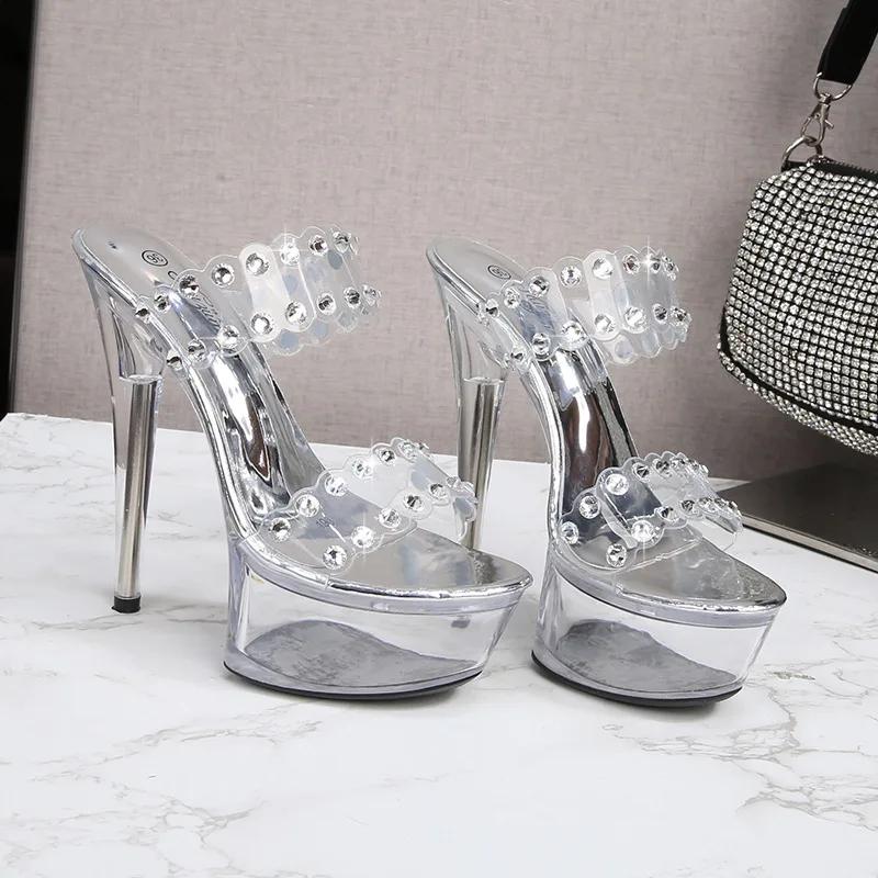 Fashion Shoes Woman Platform Sandals Summer Rose Sandals Slides Wedding Shoe Nightclub Sexy 13CM 15cm High-heeled Shoes Plus-size 34-44