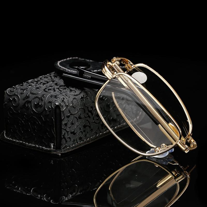 

Reading Glasses Men Portable Presbyopia Glasses With Box Foldable Prescription Glasses Eyeglasses +1.0 To +4.0 +4.0