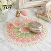 Decorative Table Covers for Ornaments Round Colorful Lace Doily, 11.42" Floral Placemat, Heat Reusable Placemats Kitchen Resistant Mat, Retro Doilies