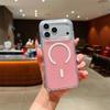 Ultra Thin Simple Transparent Glitter Bling Magnetic For Magsafe Cases For Apple iPhone 17 16 15 14 Pro Max 13 Shockproof Cover