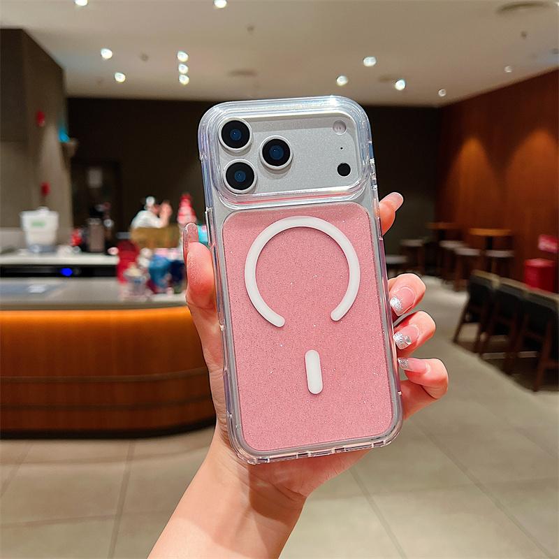 Ultra Thin Simple Transparent Glitter Bling Magnetic For Magsafe Cases For Apple iPhone 17 16 15 14 Pro Max 13 Shockproof Cover